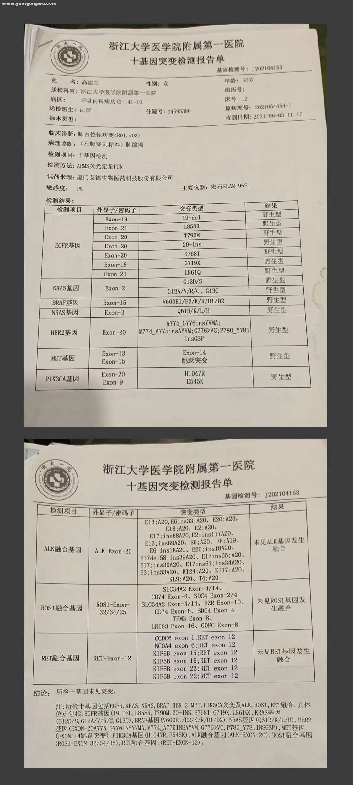 浙一2021.6月基因检测报告